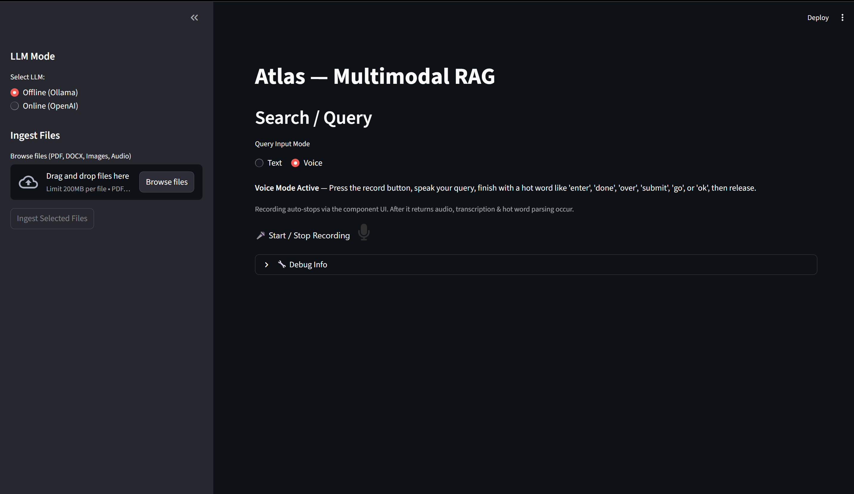 Atlas – Hybrid Multimodal RAG (Offline & Online Semantic Retrieval)